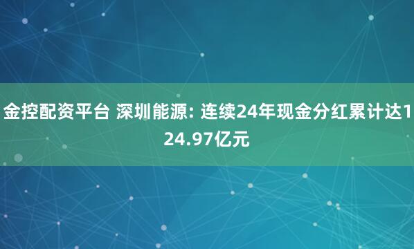 金控配资平台 深圳能源: 连续24年现金分红累计达124.97亿元
